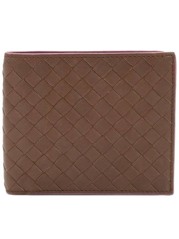 Brown Purple Intrecciato Weaving VN Folder Half Wallet 113993 - BOTTEGA VENETA - BALAAN 1