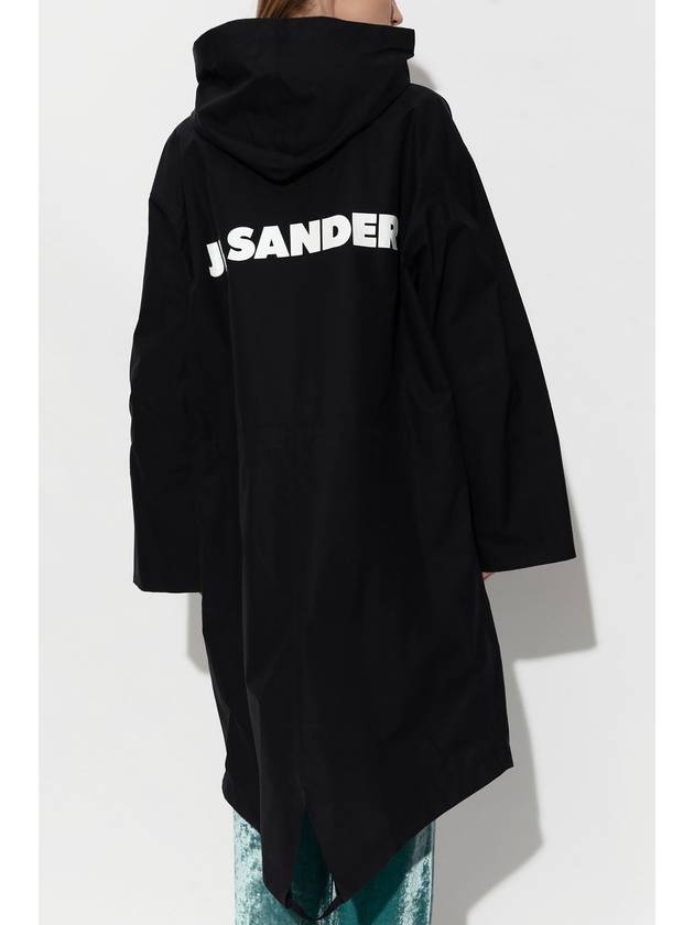 Back Logo Print Hooded Parka Black - JIL SANDER - BALAAN 5