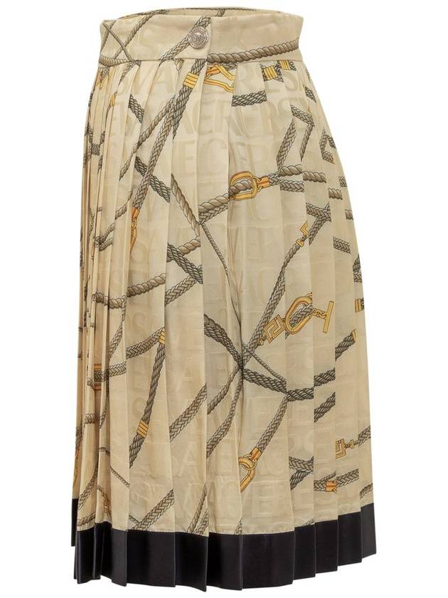 logo print silk pleated skirt 10008291A10054 - VERSACE - BALAAN 4