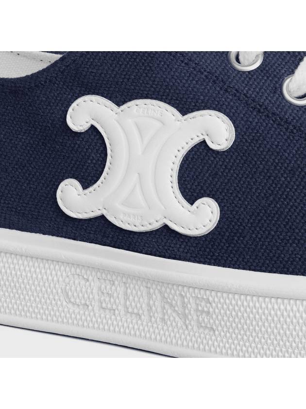 Jane Triomphe Patch Canvas Calfskin Low Top Sneakers Navy - CELINE - BALAAN 6