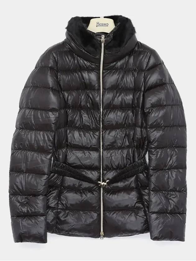 Women's Claudia Goose Down Natural Fur Padded Jacket Black - HERNO - BALAAN 4