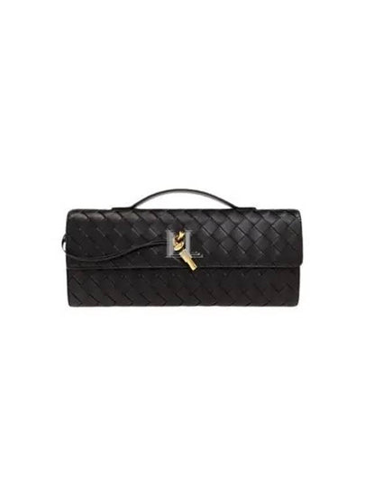 Andiamo Intrecciato Leather Clutch Bag Black - BOTTEGA VENETA - BALAAN 2