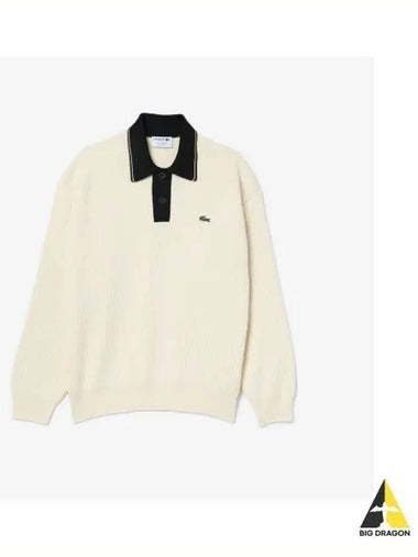 Men s MIF Long Sleeve Sweater Polo White - LACOSTE - BALAAN 1