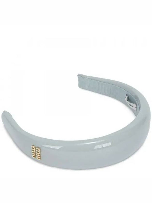 Logo Patent Leather Headband Cornflower - MIU MIU - BALAAN 2