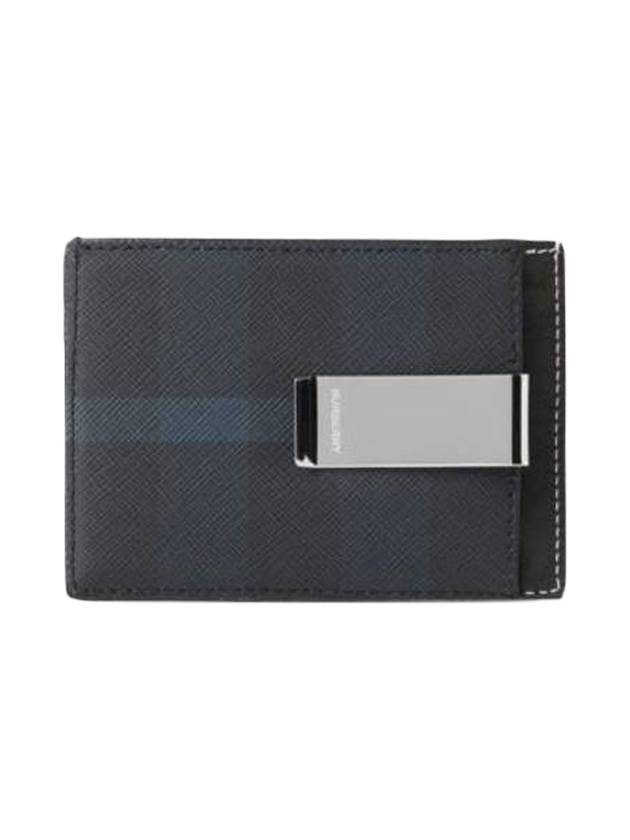 Check Print Money Clip Card Wallet Navy - BURBERRY - BALAAN 1