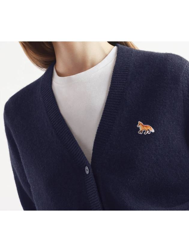 Baby Fox Patch Boxy Cardigan Navy Women s - MAISON KITSUNE - BALAAN 4