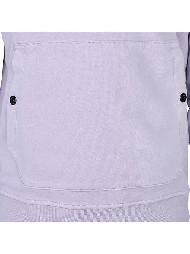 Snap Brushed Cotton Fleece Hoodie Lavender - STONE ISLAND - BALAAN 8