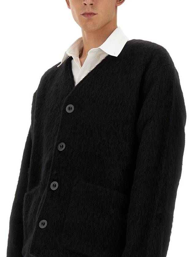 Mohair V-Neck Relaxed Fit Wool Cardigan Black - OUR LEGACY - BALAAN 5