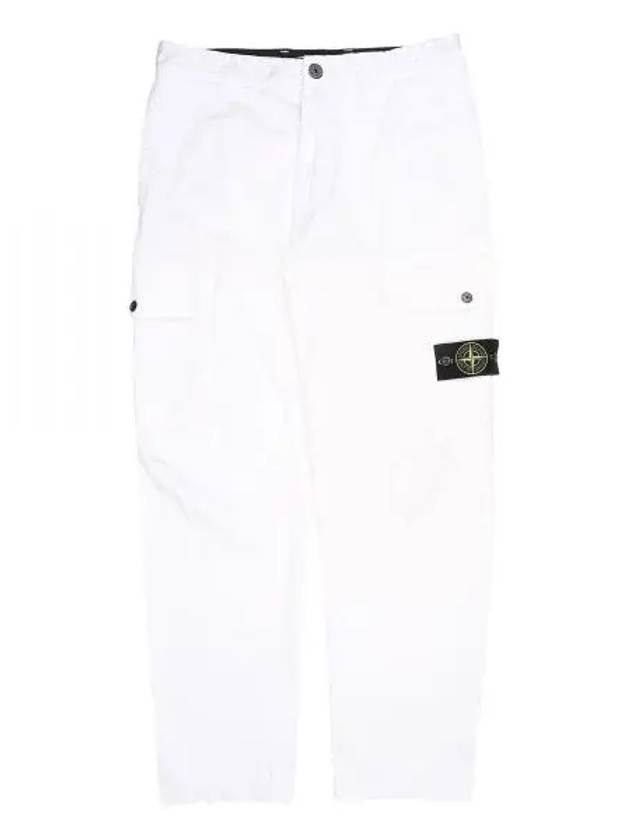 Regular Fit Cargo Cotton Straight Pants White - STONE ISLAND - BALAAN 2