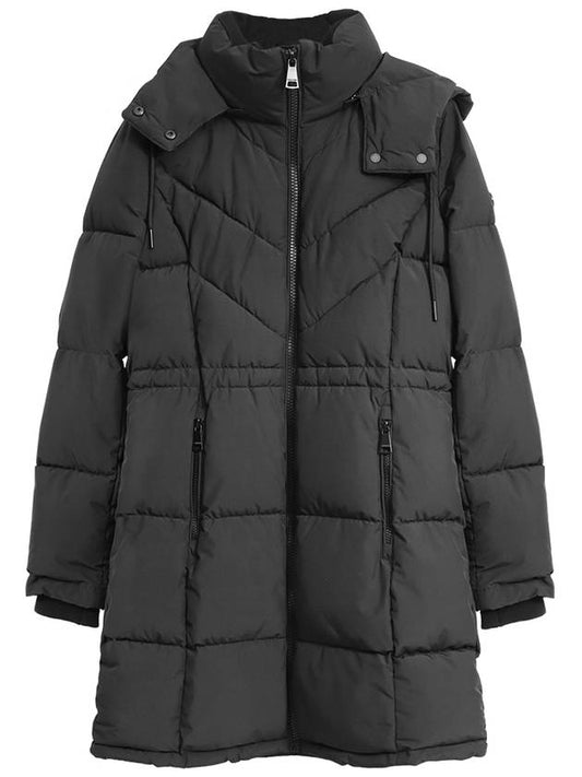 CK Women's Hooded Long Padded Puffer Long Jumper - CALVIN KLEIN - BALAAN 1