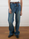 Classic Straight Denim Wide Pants Mid Blue - NOIRER FOR WOMEN - BALAAN 6