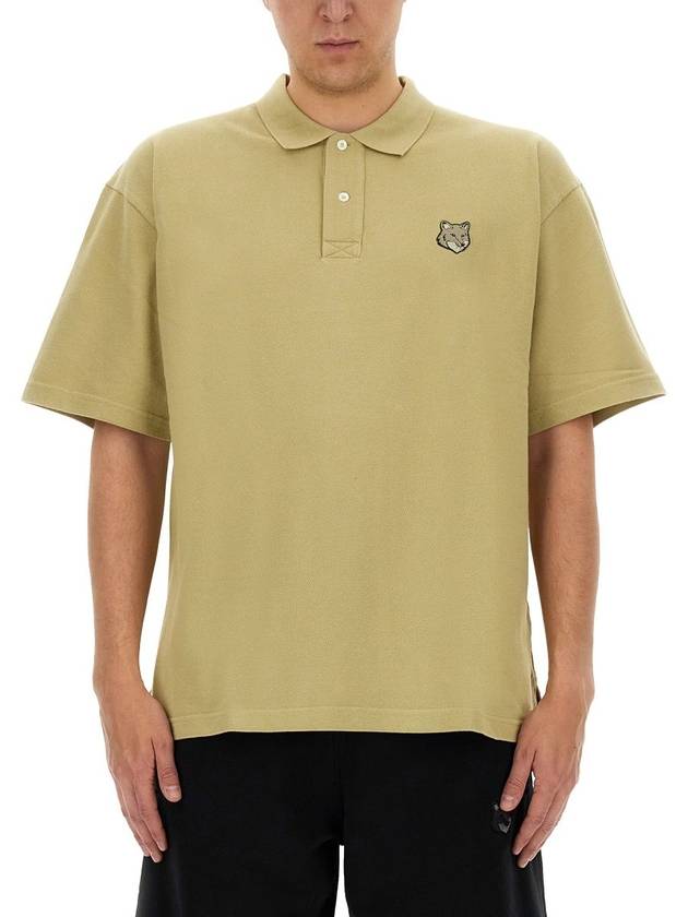 Bold Fox Head Patch Oversized Polo Shirt Sage Green - MAISON KITSUNE - BALAAN 5