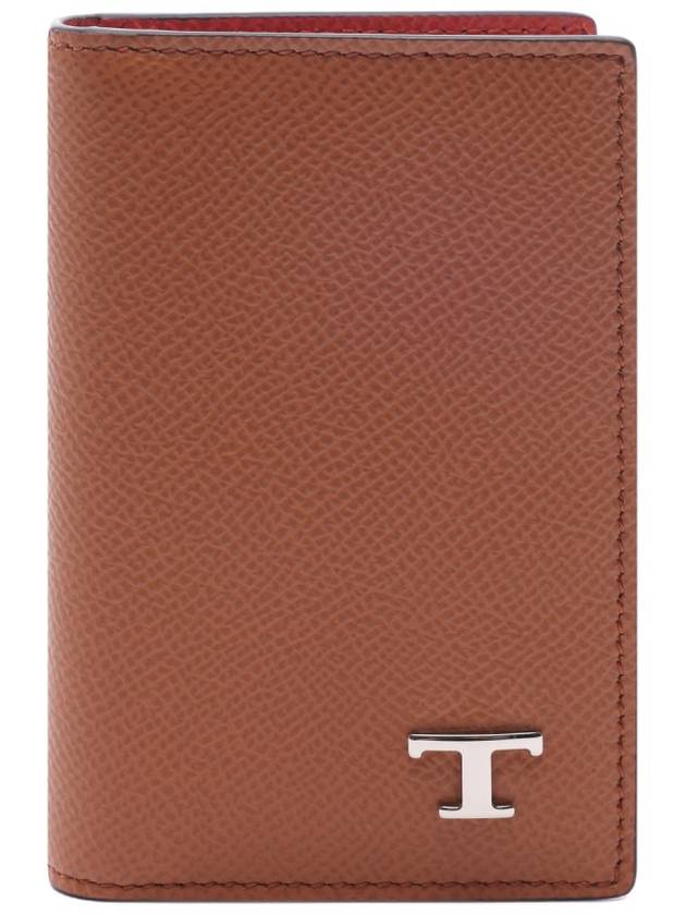 T Logo Two-Tone Card Wallet Brown - TOD'S - BALAAN 2