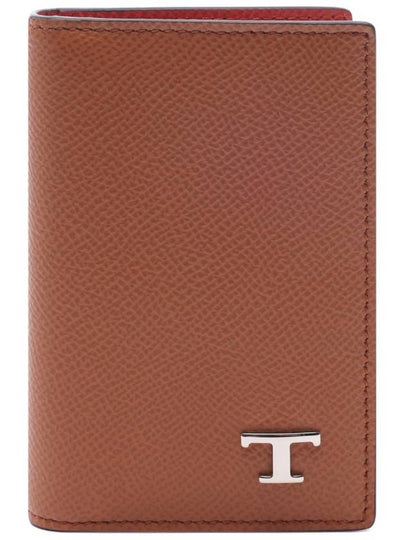 T Logo Two-Tone Card Wallet Brown - TOD'S - BALAAN 2