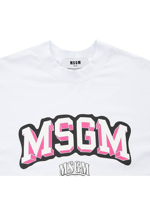 Logo Print Cotton Short Sleeve T-Shirt White - MSGM - BALAAN 4