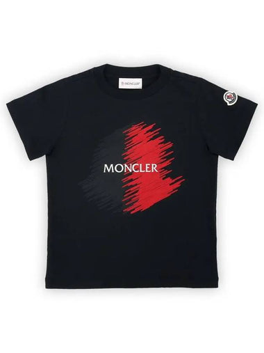 Kids Infant Scribble Logo Short Sleeve Navy 8C00022 89AFV 778 - MONCLER - BALAAN 1