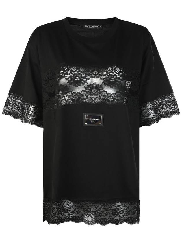 23 fw T-shirt WITH Lace Insert Dolce GABBANA F8T43T FU7EQ N0000 B0230463428 - DOLCE&GABBANA - BALAAN 2