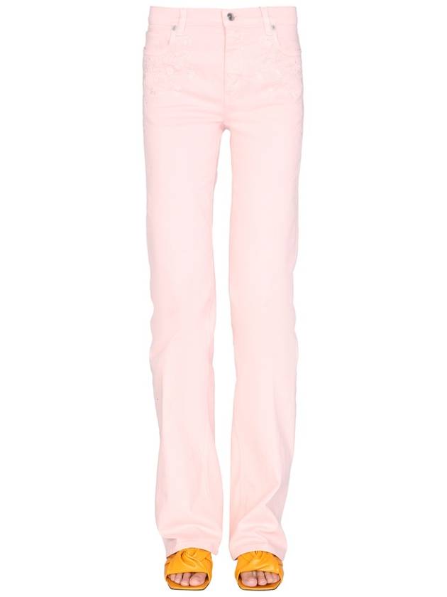 Women's Embroidered Flower Detail Straight Jeans Pink - ETRO - BALAAN 2