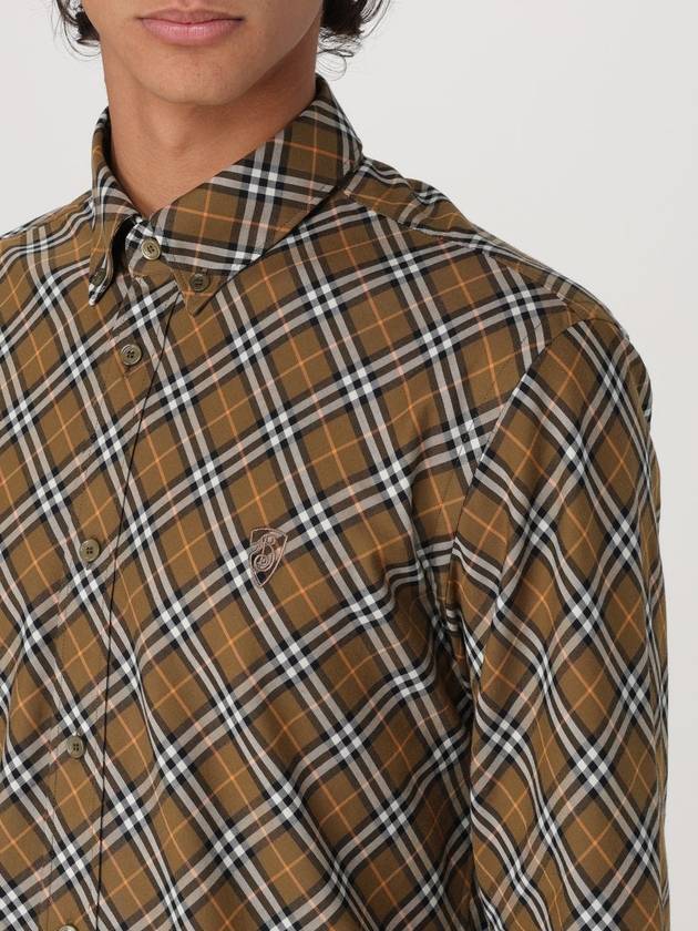 B Shield Embroidered Check Cotton Long Sleeve Shirt Oxide - BURBERRY - BALAAN 6