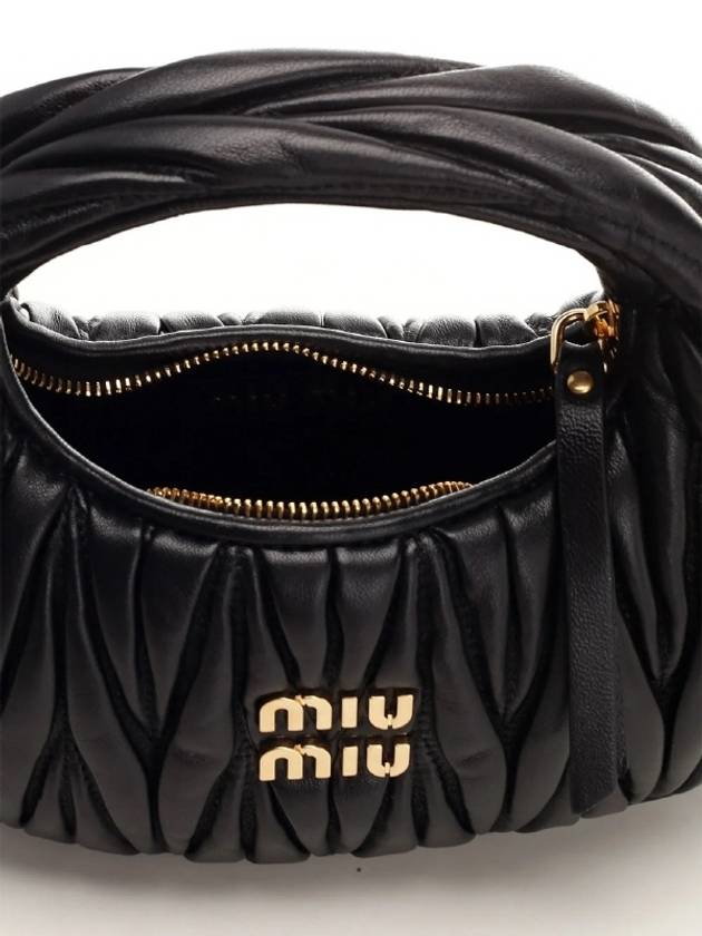 Wander Matelasse Nappa Leather Hobo Mini Bag Black - MIU MIU - BALAAN 5