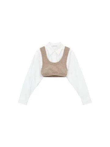 Knit layered poplin shirt beige 271836 - ALEXANDER WANG - BALAAN 1