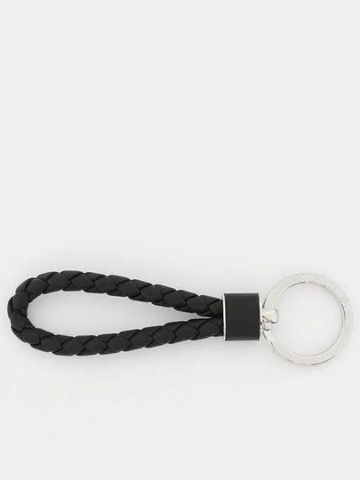 Intrecciato Leather Key Holder  Black - BOTTEGA VENETA - BALAAN 2