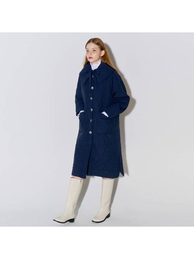 Big Collar Quilted Long Coat Navy - OPENING SUNSHINE - BALAAN 2