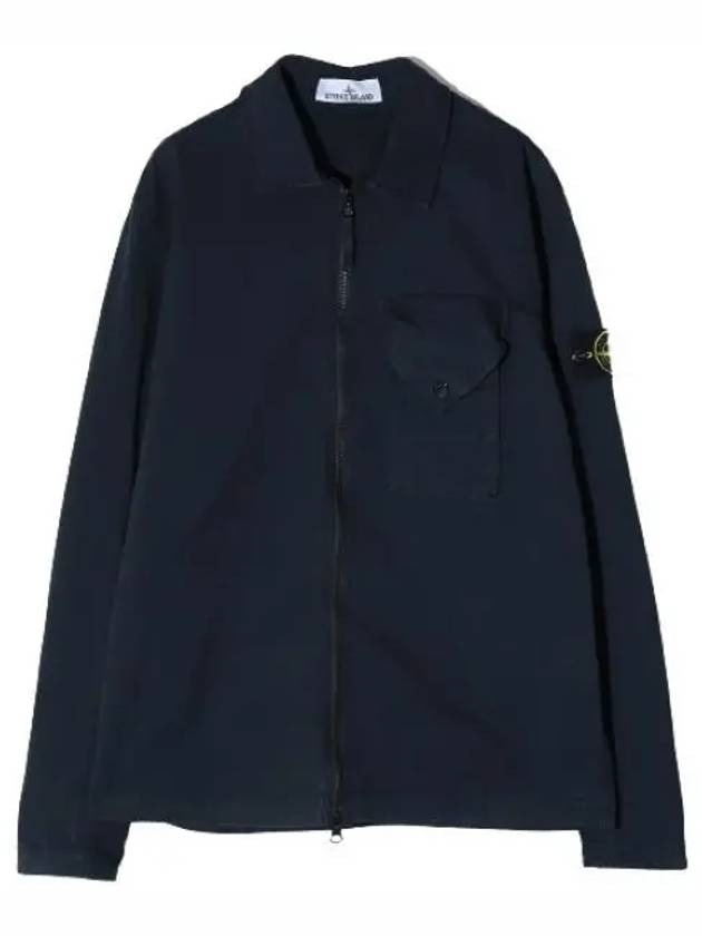 Stretch Cotton Gabardine Overshirt Jacket Navy - STONE ISLAND - BALAAN 2