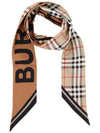 Vintage Check Logo Print Silk Skinny Reversible Scarf Archive Beige - BURBERRY - BALAAN 2