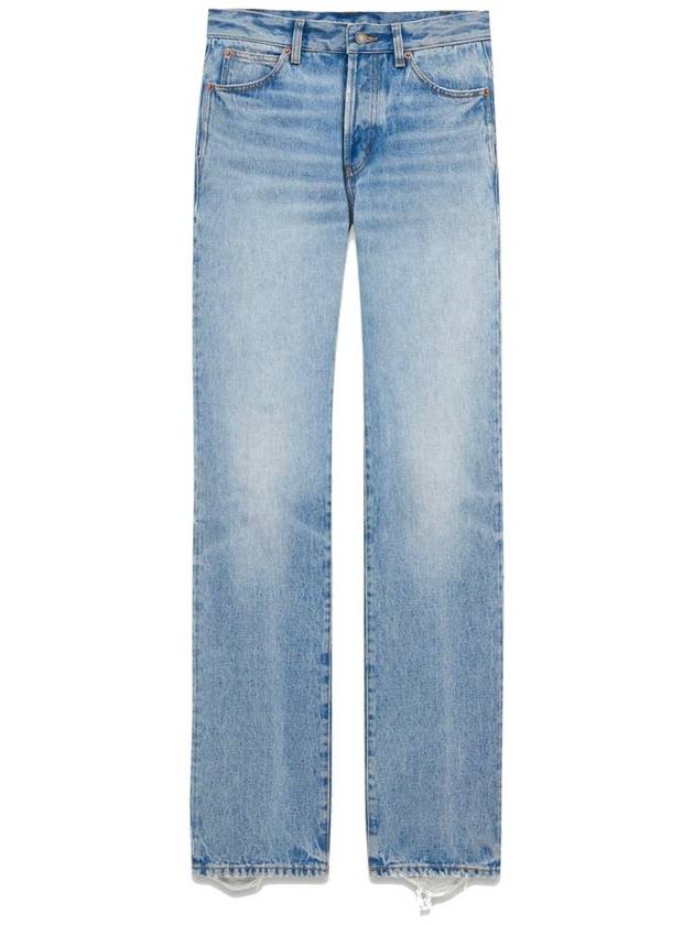 Low Rise Denim Straight Jeans Blue - SAINT LAURENT - BALAAN 2