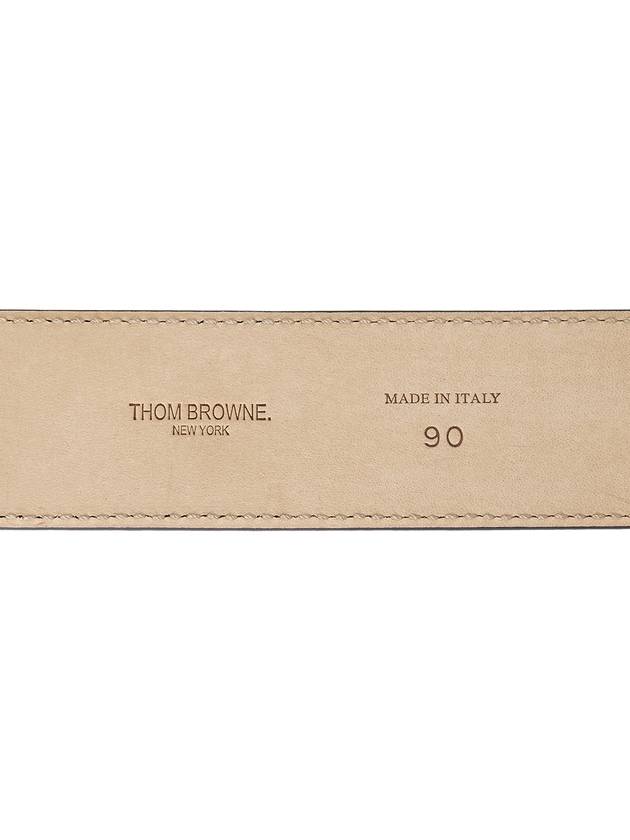 Men's Three Stripes Tab Pebbled Leather Belt Black - THOM BROWNE - BALAAN 7