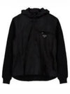 Triangle Logo Wool Nylon Gabardine Hooded Jacket Black - PRADA - BALAAN 2