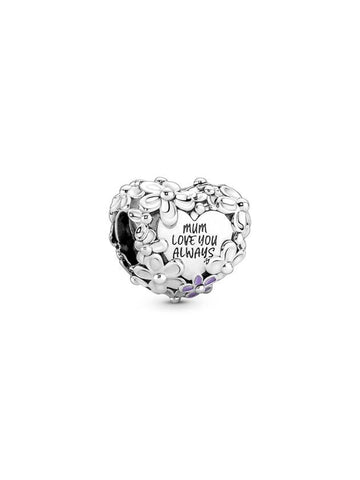 Mom Daisy Heart Charm Silver - PANDORA - BALAAN 1