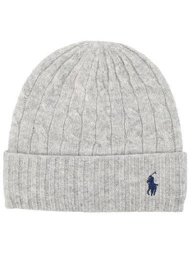 Cable Knit Beanie Grey - POLO RALPH LAUREN - BALAAN 1