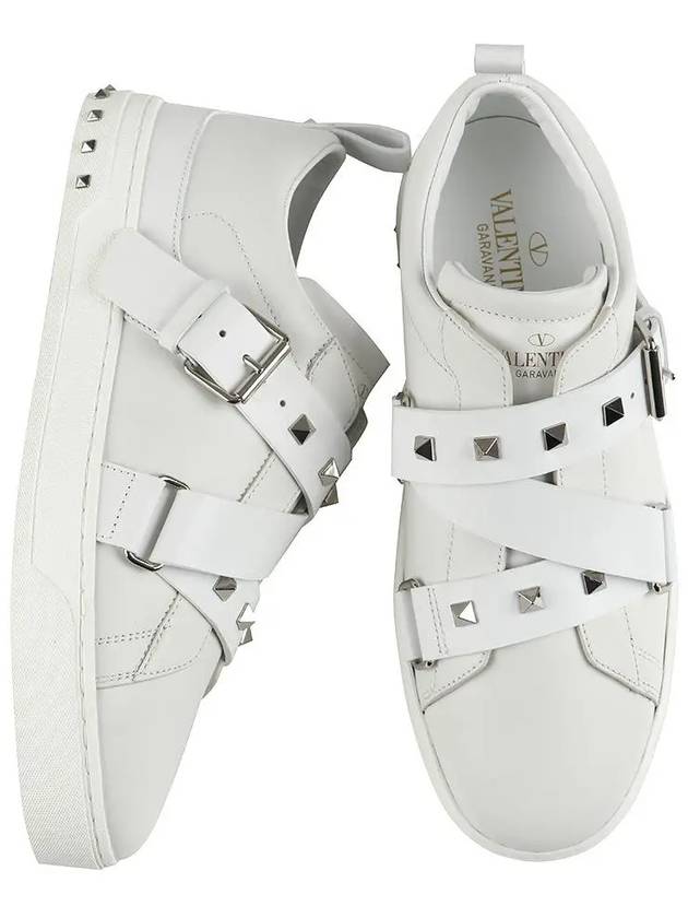 V Punk Belted Low Top Sneakers White - VALENTINO - BALAAN 3