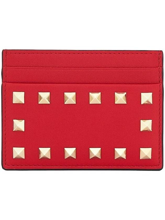 Rockstud Card Wallet Red - VALENTINO - BALAAN 1