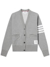 Varsity Pique 4 Bar V-neck Cardigan Light Grey - THOM BROWNE - BALAAN 2