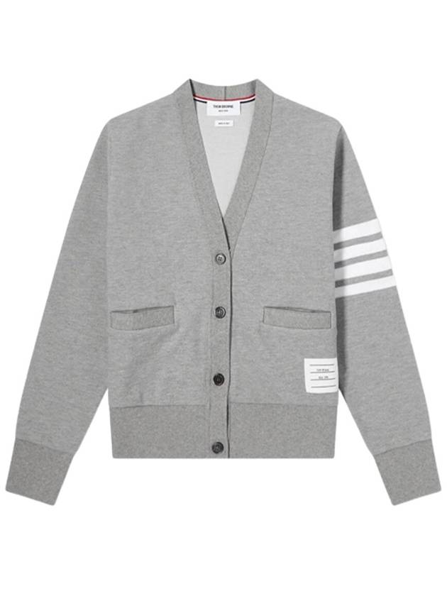 Varsity Pique 4 Bar V-neck Cardigan Light Grey - THOM BROWNE - BALAAN 2