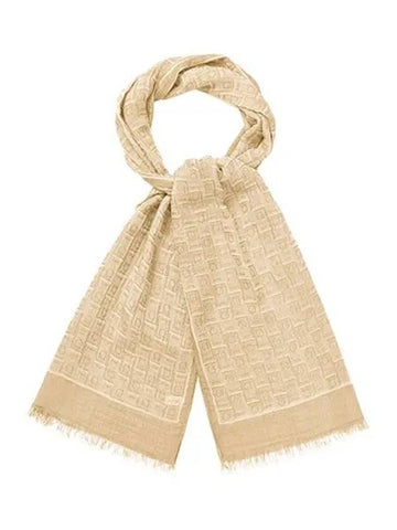 Gancini Monogram Print Stole Scarf Beige - SALVATORE FERRAGAMO - BALAAN 1