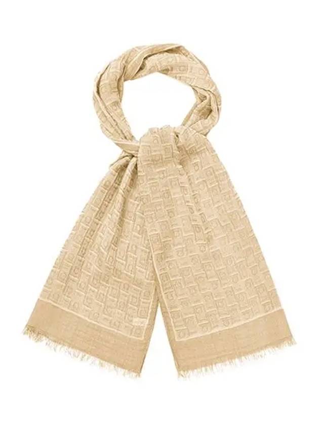 Gancini Monogram Print Stole Scarf Beige - SALVATORE FERRAGAMO - BALAAN 5