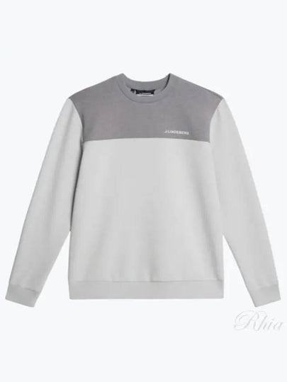 Men's Jeff Crewneck Polyester Sweatshirt Light Melange Grey - J.LINDEBERG - BALAAN 2