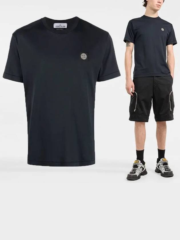 Logo Patch Short Sleeve T-Shirt Navy - STONE ISLAND - BALAAN 2