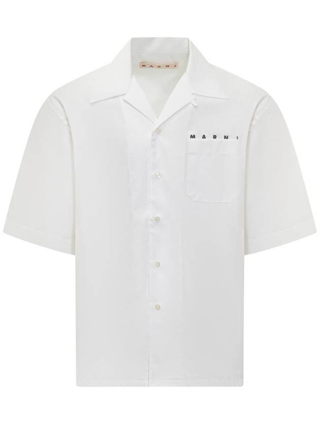 Logo Poplin Bowling Short Sleeve Shirt White - MARNI - BALAAN 2