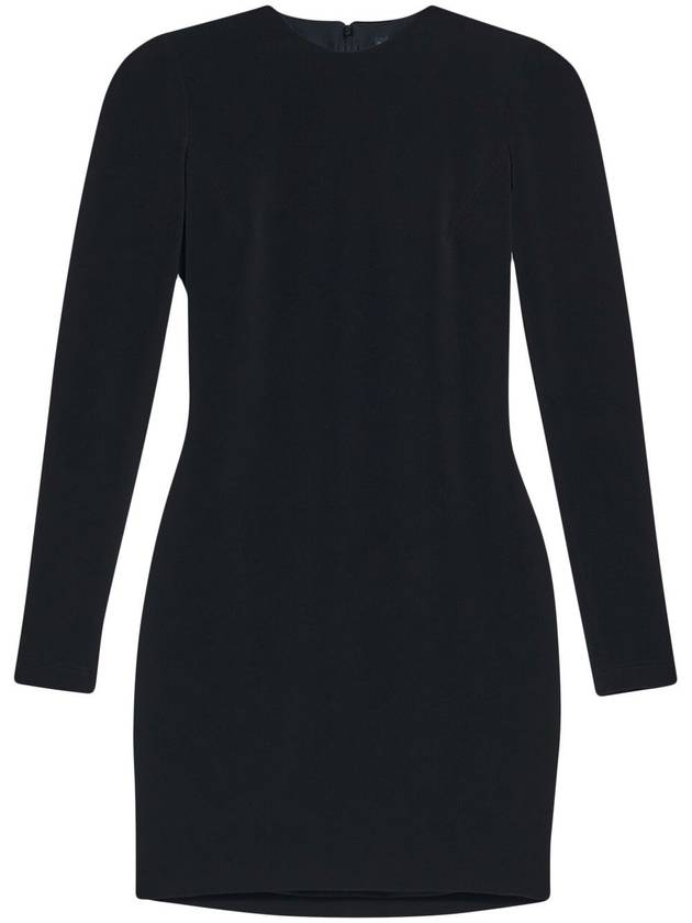 Women's Shoulder Pad Crew Neck Midi Dress Black - BALENCIAGA - BALAAN 2