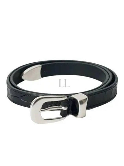 Licorice Croc Bull Hide Leather Belt Black - OUR LEGACY - BALAAN 2