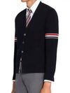 Milano Stitch Sprite Armband Cotton V-neck Cardigan Navy - THOM BROWNE - BALAAN 3