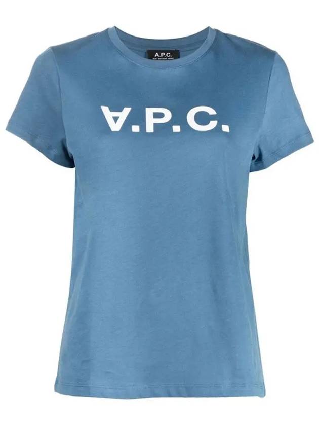 VPC Logo Organic Cotton Short Sleeve T-Shirt Blue - A.P.C. - BALAAN 3