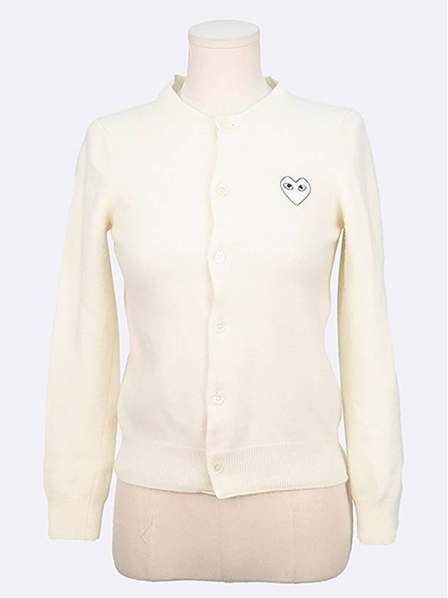 COMME DES GARCONS AZ N065 Wool 100 Ivory Color White Wappen Women s Cardigan Size - COMME DES GARCONS PLAY - BALAAN 1