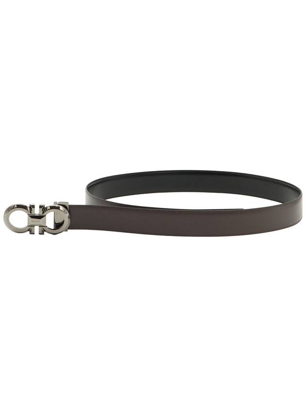 Ferragamo Black Brown Leather Double Gancini Reversible Belt 105 67 0320 - SALVATORE FERRAGAMO - BALAAN 3