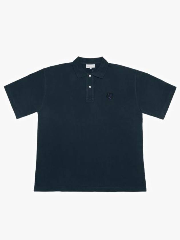 Bold Fox Head Patch Oversized Polo Shirt Navy - MAISON KITSUNE - BALAAN 2